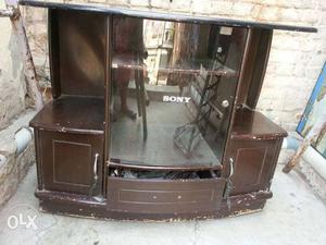 Brown Wooden Sony Entertainment Rack