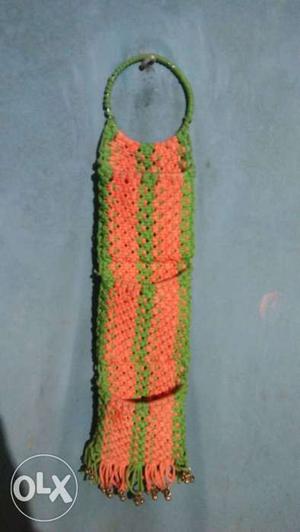 Orange And Green Knitted Hanging Decor
