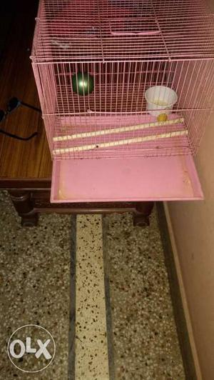 Pink Metal Wire Pet Cage