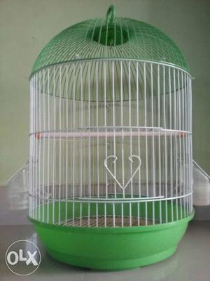 White And Green Steel Bird Cage