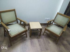 2 chairs & table Antique look Teak wood fully polished just