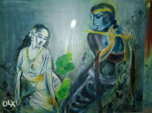 24 inch by 30 inch Radha Krishna.. oil paint on
