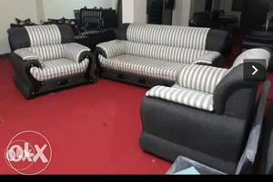 3-piece Black And White Sofa Set