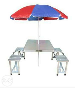 A foldable ALUMINIUM picnic table. With