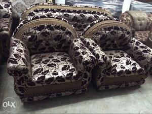 Black And White Leather Floral Sofa Chair