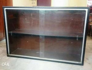 Black, White, And Brown Wooden Display Cabinet