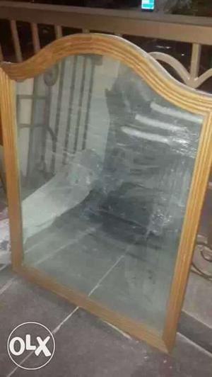 Brown Wooden Framed Leaning Mirror