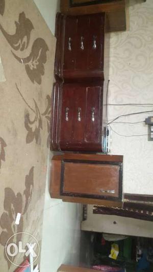 Brown Wooden Lowboy Dresser With End Table