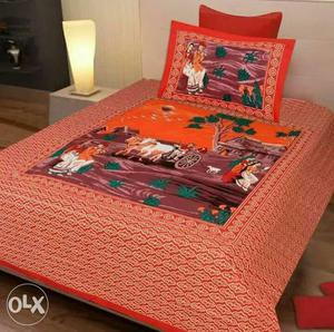 Double bed bedsheet with 2 pillow covers