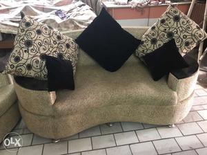 Grey Fabric Cuddle Chair With Throw Pillows 7 setters