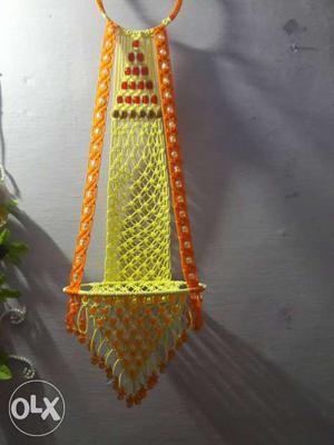 Orange And Yellow Knitted Hanging Decor