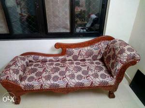 Red, Beige, And Gray Floral Chaise Lounge