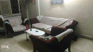 Red Velvet Cushioned Living Room Furniture Set