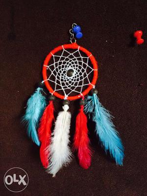 Red, White And Teal Dream Catcher