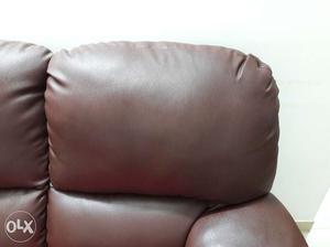 Single 3 Seater Leather Sofa Dark brown and beige