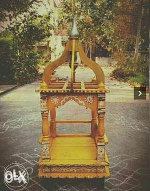 Teak Wooden Yellow Pooja Altar