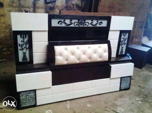 White And Black Wooden Entertainment Center