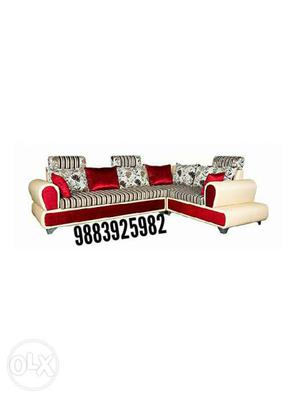 White And Red Stripe And Floral Corner Sofa Screenshot