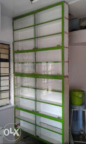 Wooden cupboard with aluminium frame