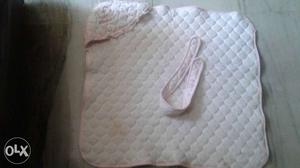 Baby's Quilted White And Pink Swaddler