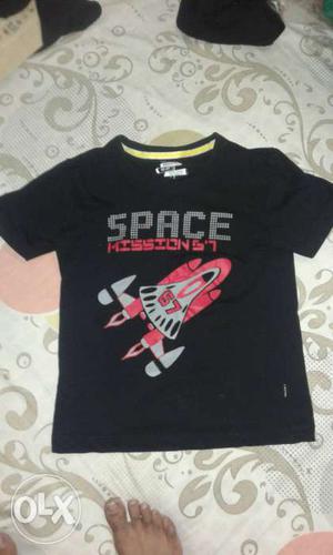 Black Space Missions Printed Crewneck T-shirt