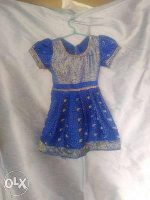 Blue And Beige Traditional Mini Dress