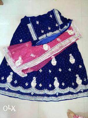 Blue and pink lehngha heavy work full new
