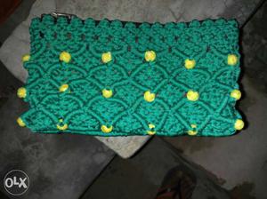 Green And Yellow Knit Pouch