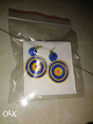 Pair Of Blue-yellow Earrings