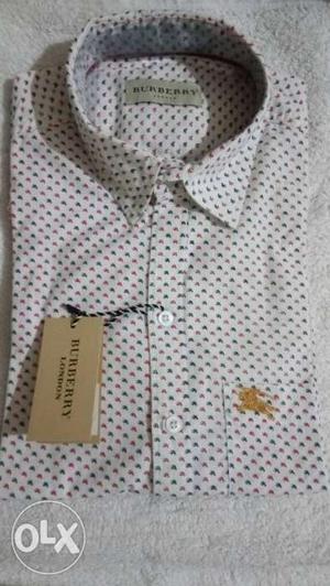 White And Brown Burberry Polo Shirt