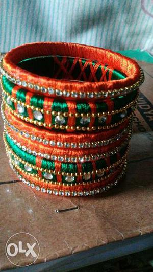 Women's Green And Orange Bangle Bracelet