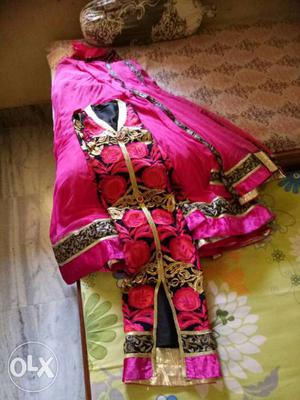 Women's Pink, Black, And Brown Floral Suit