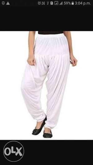 Women's Viscose white Patiala Pants Clearance