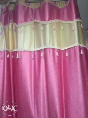 Beige And Pink Sheer Window Curtain