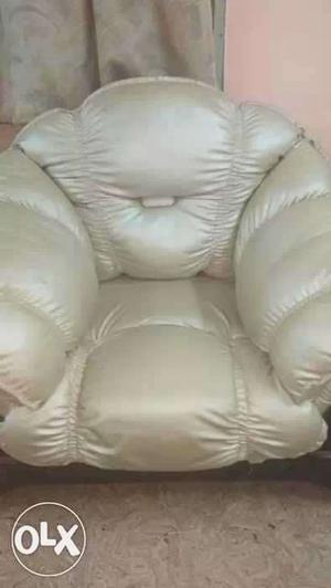 Beige Satin Padded Sofa Chair