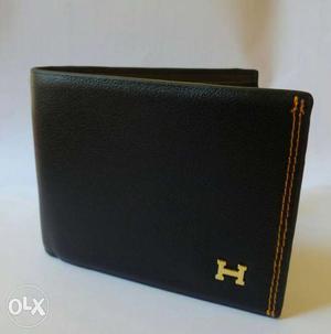 Black Hermes Leather Bifold Wallet