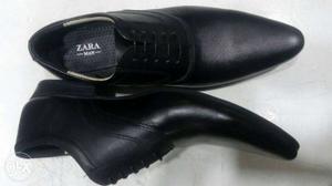 Black Leather Zara Cap-toe Dress Shoes