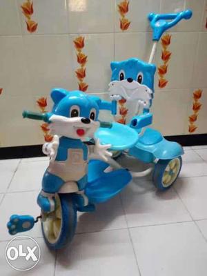 Blue And White Fox Ride On Push Trike Toy