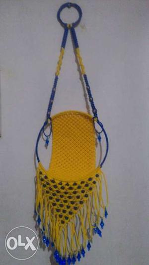 Blue And Yellow Knitted Hanging Decoration