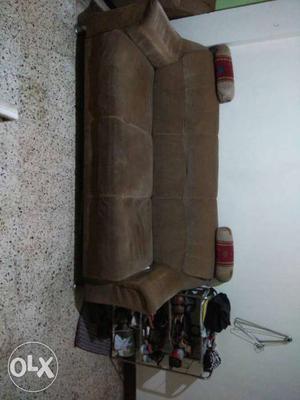 Brown Fabric 3-seat Sofa 3+1+1