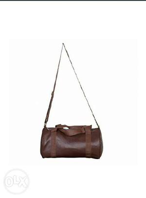 Brown Leather Barrel Bag