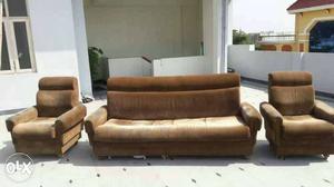 Brown Suede Sofa Set