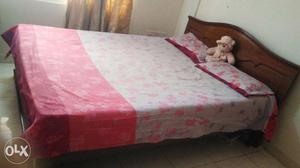 Double Bed Wooden Coat (Palang) with Mattress,