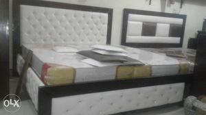 Double bed with leather rest