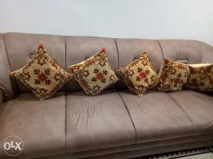 Excellent 3 piece brown leather sofa with special space and