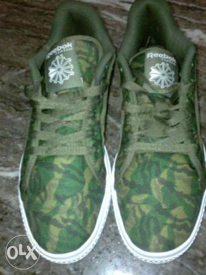 Green And Grey Reebok Camouflage Sneakers
