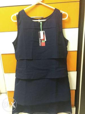 Navy Blue coloured shift dress by dressberry.
