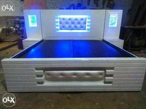 New LED Double Bed With Side table and Box storage