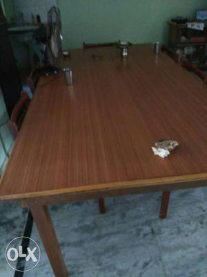 Rectangular Brown Wooden Dining Table
