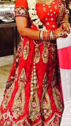 Red And Gold Floral bridal Lehenga